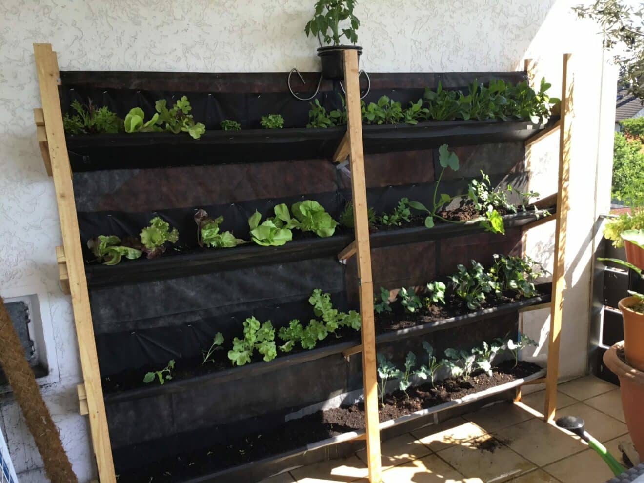 Preiswert vertikal Gärtnern DIY preiswertes Vertikalbeet BioBalkon