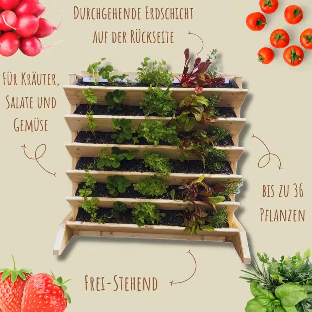 Dieses Vertikalbeet ermöglicht effektiven Anbau auf kleinstem Raum.