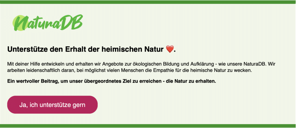 Unterstützungsmöglichkeit für die kostenlose Pflanzendatenbank Naturadb.