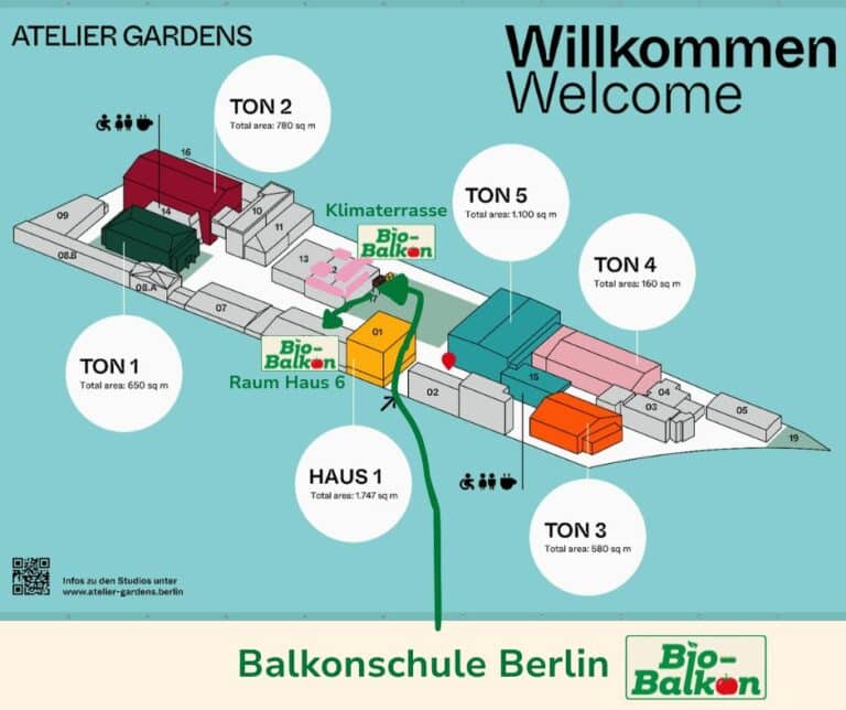 Skizze Lageplan der Balkonschule Berlin bei Atelier Gardens
