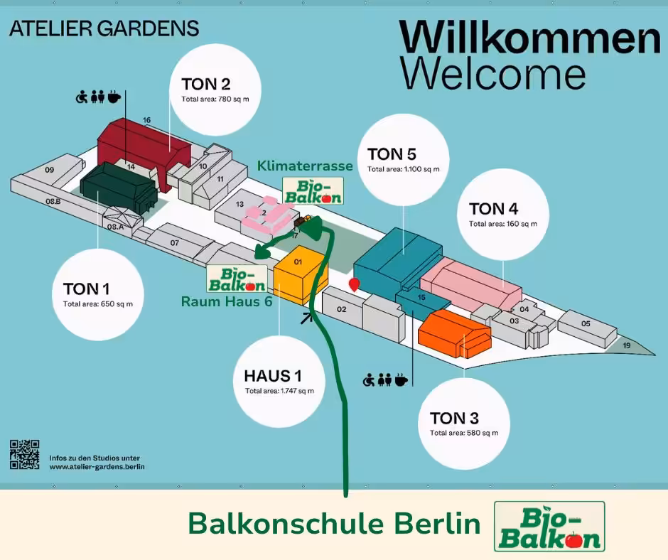 Skizze Lageplan der Balkonschule Berlin bei Atelier Gardens